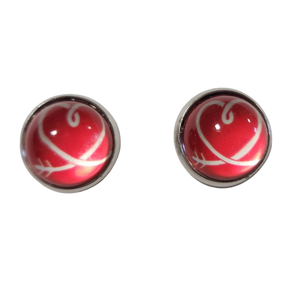 Heart stud earrings with stainless steel posts in assorted heart designs