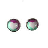 Heart stud earrings with stainless steel posts in assorted heart designs