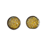 Druzy  stud earrings with sparkly druzy cabochons on  stainless steel posts